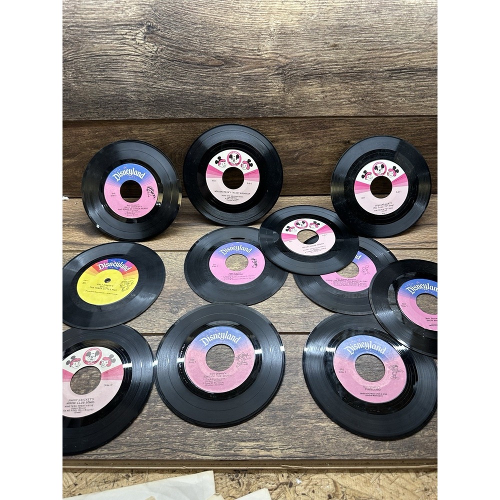 Vintage Disney Vinyl Records Lot 45 RPM Disneyland Mickey Mouse Club 11pc Set